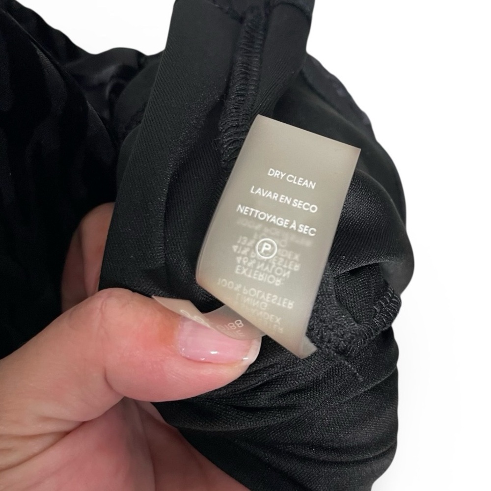 Calvin Klein Black Velvet Burn Out Zebra Print Long Sleeve Dress Size 10 - Picture 7 of 7